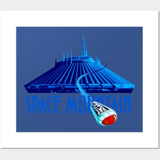 Space Mountain Retro Style - Medium Blue Text Posters and Art